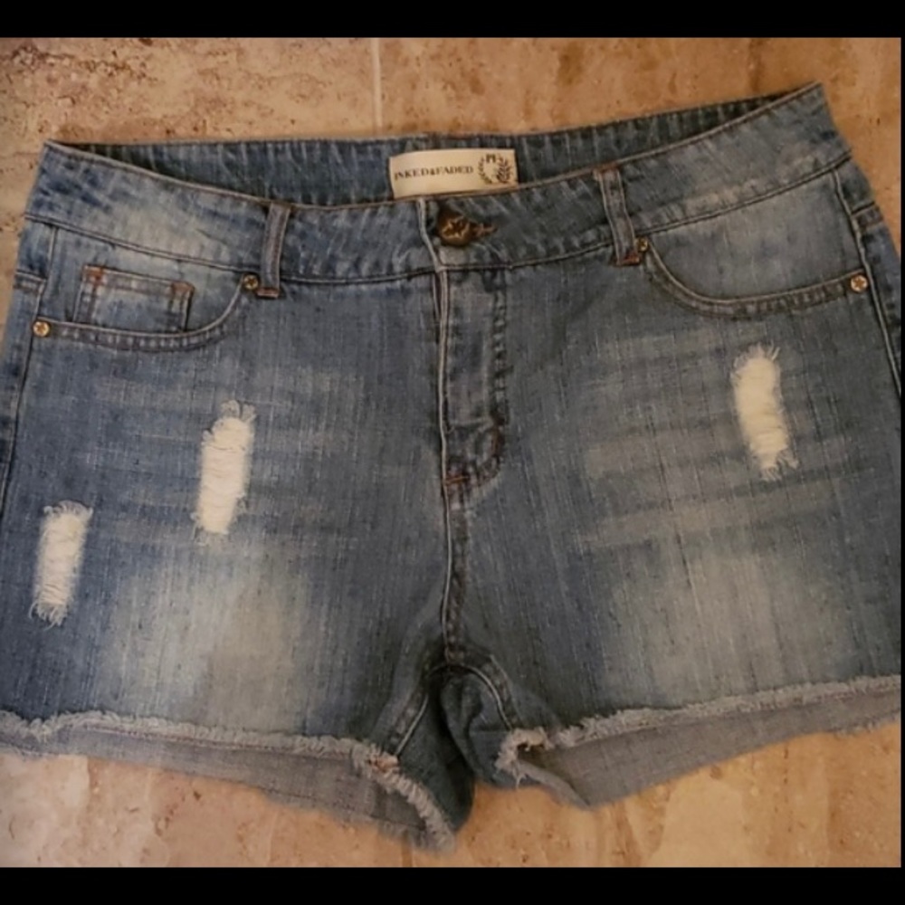Denim 5 pocket cut-off shorts